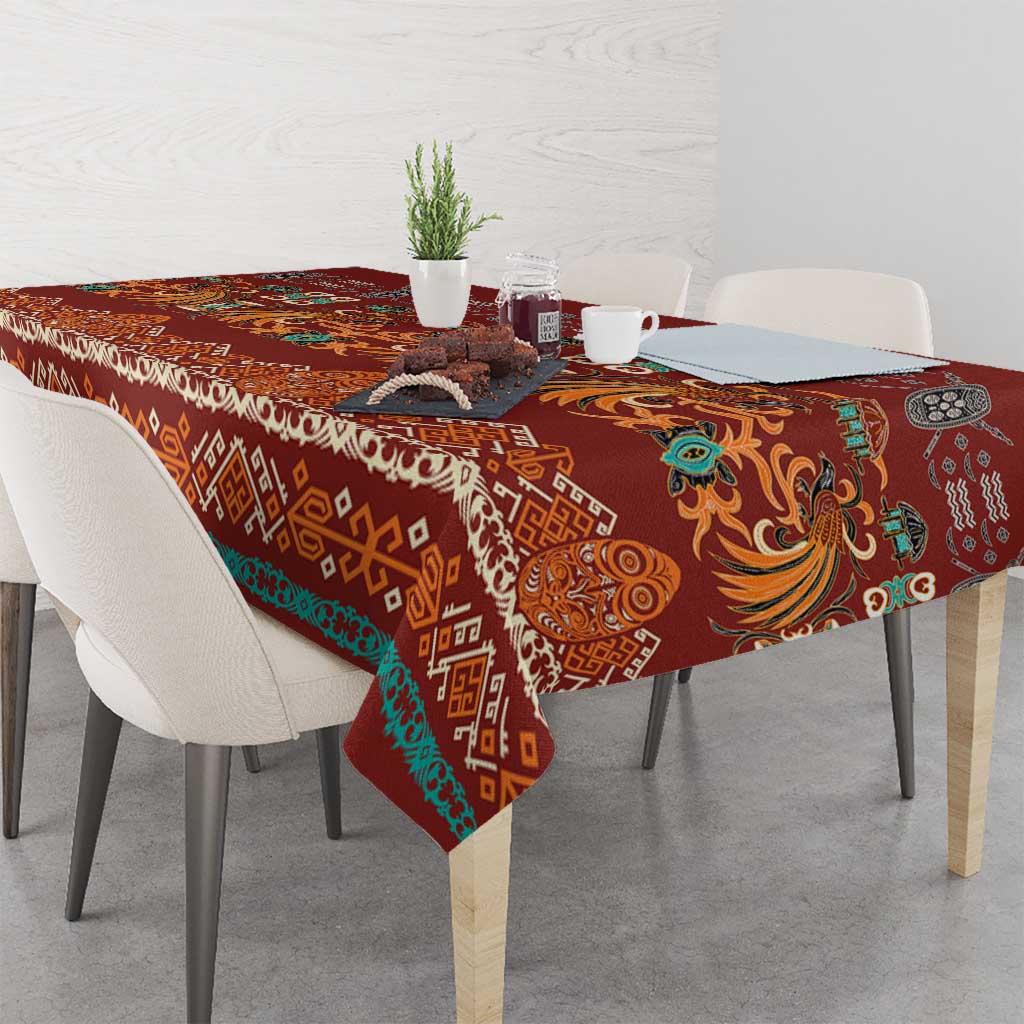 Oxblood Batik Papua-inspired Pattern Tablecloth - Polynesian Pride
