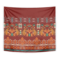 Oxblood Batik Papua-inspired Pattern Tapestry - Polynesian Pride