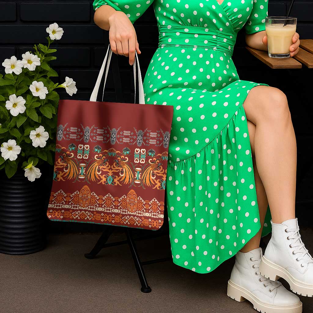 Oxblood Batik Papua-inspired Pattern Tote Bag - Polynesian Pride