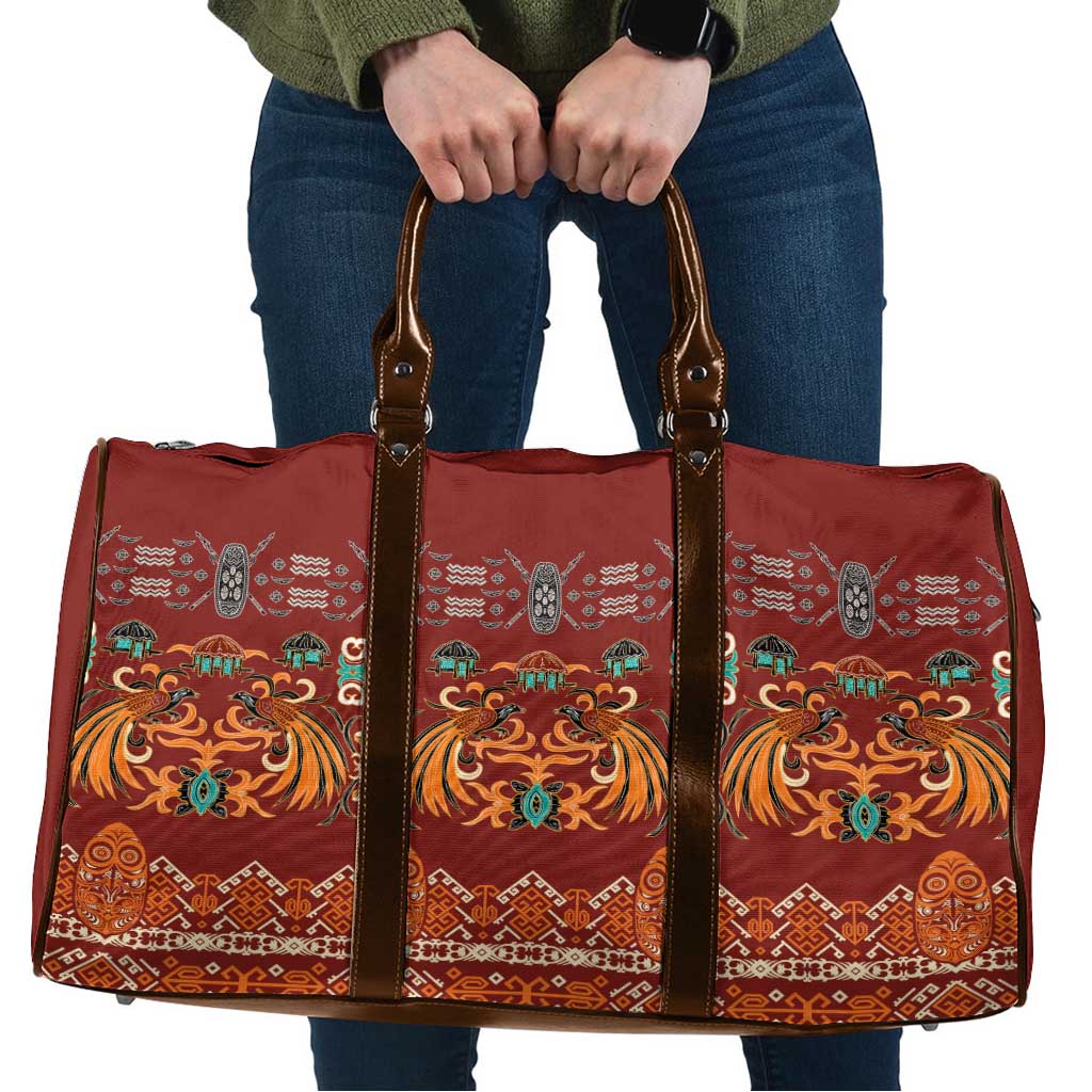 Oxblood Batik Papua-inspired Pattern Travel Bag - Polynesian Pride
