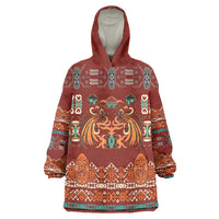 Oxblood Batik Papua-inspired Pattern Wearable Blanket Hoodie - Polynesian Pride