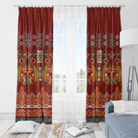 Oxblood Batik Papua-inspired Pattern Window Curtain - Polynesian Pride