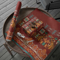 Oxblood Batik Papua-inspired Pattern Wrapping Paper - Polynesian Pride
