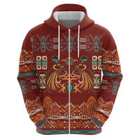 Oxblood Batik Papua-inspired Pattern Zip Hoodie - Polynesian Pride