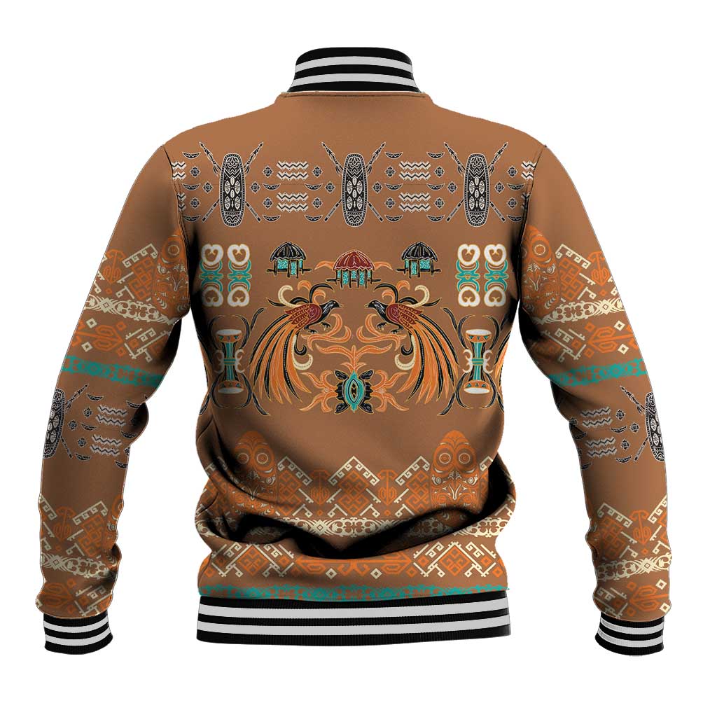 Terracotta Batik Papua-inspired Pattern Baseball Jacket - Polynesian Pride