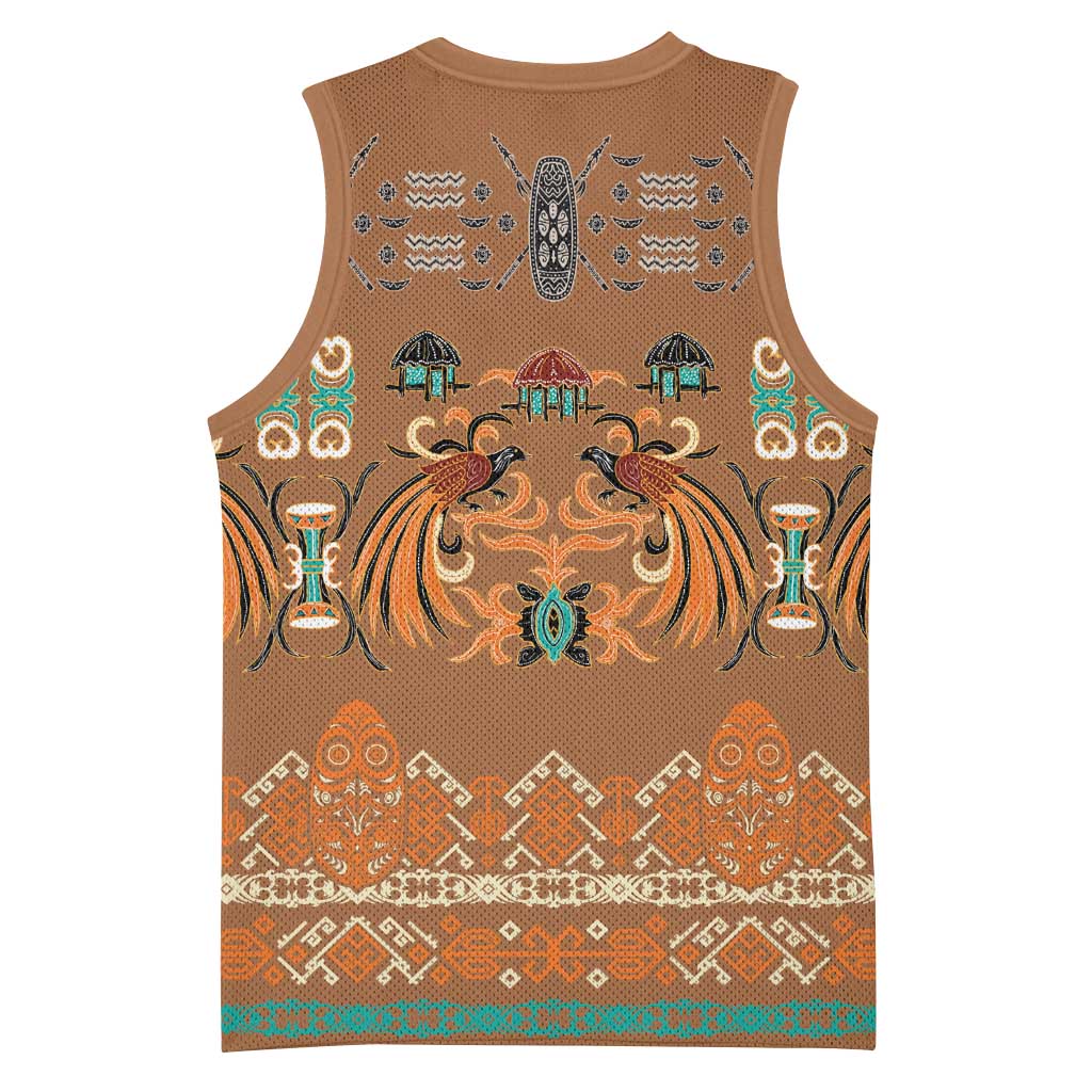 Terracotta Batik Papua-inspired Pattern Basketball Jersey - Polynesian Pride