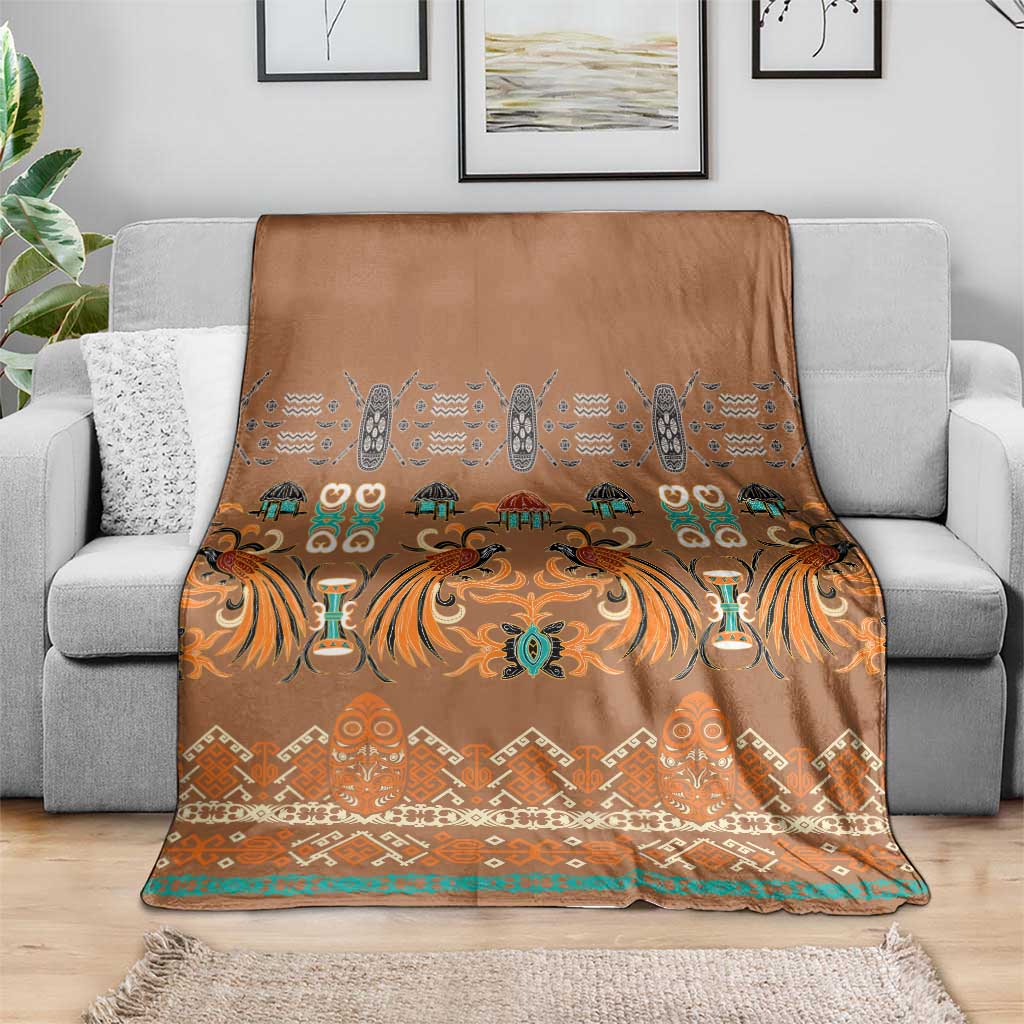 Terracotta Batik Papua-inspired Pattern Blanket - Polynesian Pride