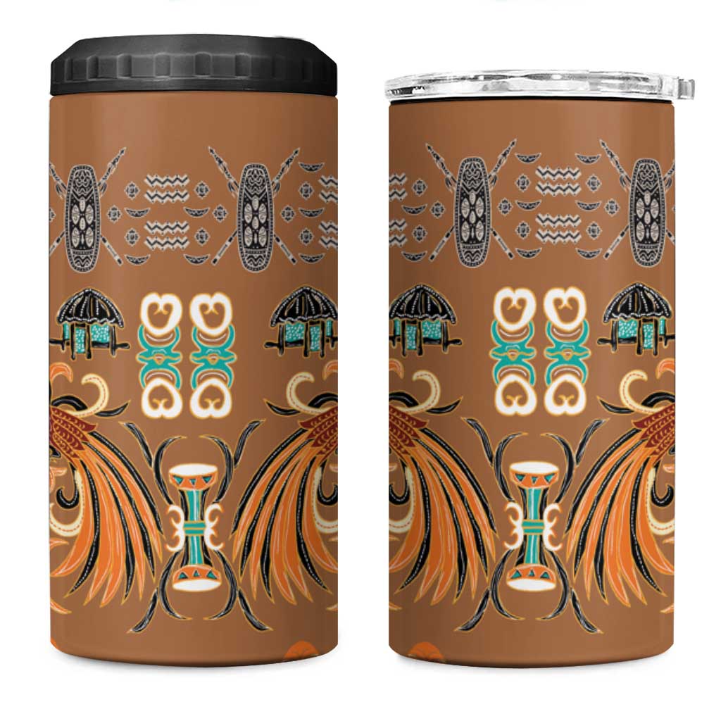 Terracotta Batik Papua-inspired Pattern 4 in 1 Can Cooler Tumbler - Polynesian Pride