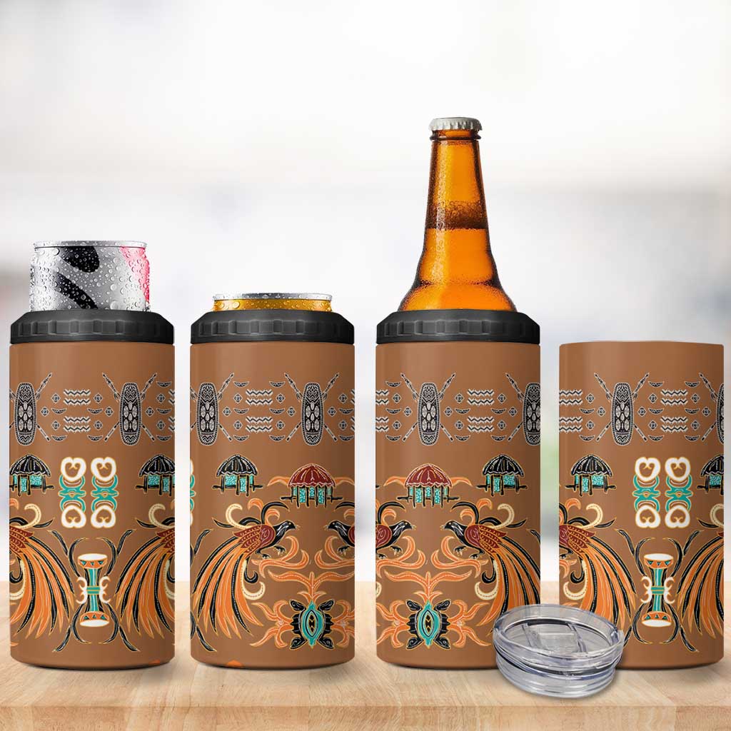 Terracotta Batik Papua-inspired Pattern 4 in 1 Can Cooler Tumbler - Polynesian Pride