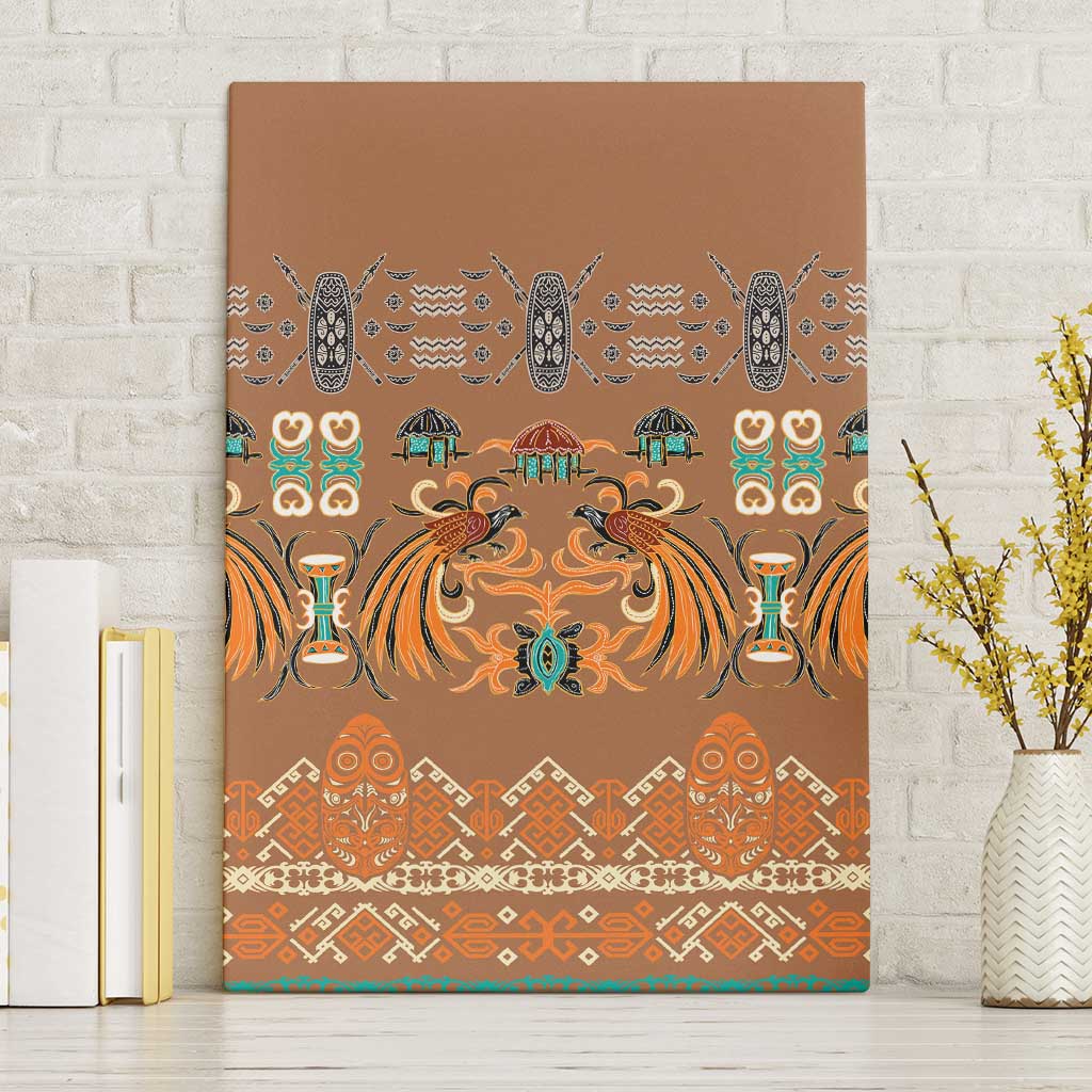 Terracotta Batik Papua-inspired Pattern Canvas Wall Art - Polynesian Pride