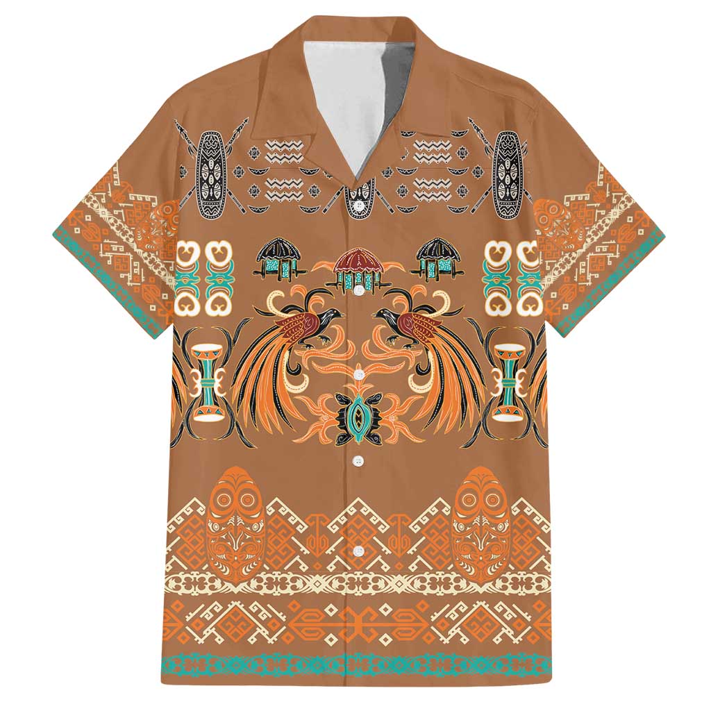 Terracotta Batik Papua-inspired Pattern Family Matching Long Sleeve Bodycon Dress and Hawaiian Shirt - Polynesian Pride