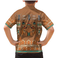 Terracotta Batik Papua-inspired Pattern Family Matching Mermaid Dress and Hawaiian Shirt - Polynesian Pride