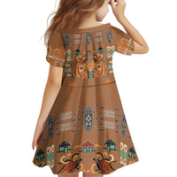 Terracotta Batik Papua-inspired Pattern Family Matching Off Shoulder Short Dress and Hawaiian Shirt - Polynesian Pride