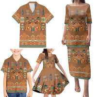 Terracotta Batik Papua-inspired Pattern Family Matching Puletasi and Hawaiian Shirt - Polynesian Pride