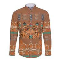 Terracotta Batik Papua-inspired Pattern Long Sleeve Button Shirt - Polynesian Pride