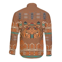 Terracotta Batik Papua-inspired Pattern Long Sleeve Button Shirt - Polynesian Pride