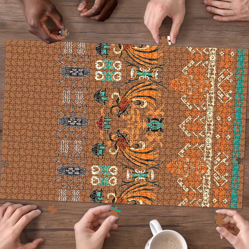 Terracotta Batik Papua-inspired Pattern Puzzle - Polynesian Pride