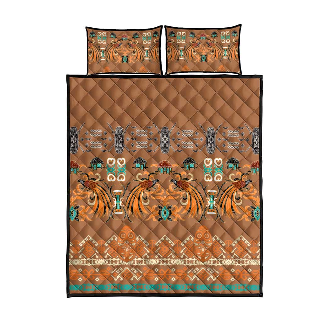 Terracotta Batik Papua-inspired Pattern Quilt Bed Set - Polynesian Pride