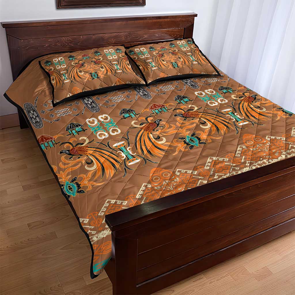 Terracotta Batik Papua-inspired Pattern Quilt Bed Set - Polynesian Pride