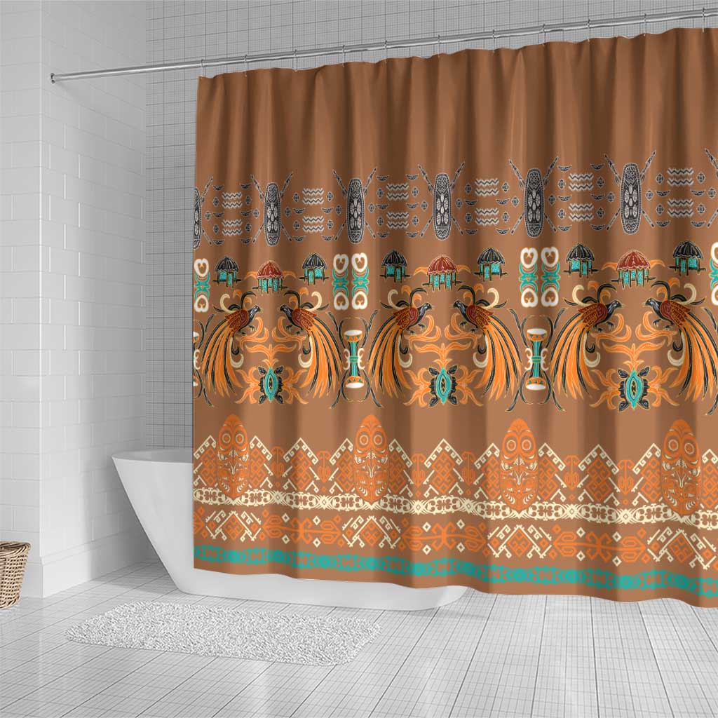 Terracotta Batik Papua-inspired Pattern Shower Curtain - Polynesian Pride
