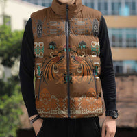 Terracotta Batik Papua-inspired Pattern Sleeveless Puffer Jacket - Polynesian Pride