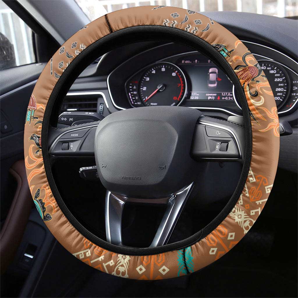 Terracotta Batik Papua-inspired Pattern Steering Wheel Cover - Polynesian Pride