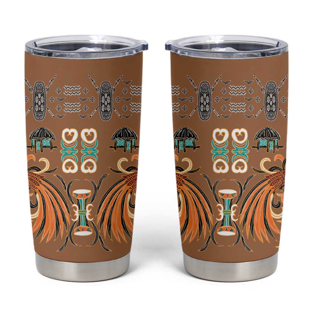 Terracotta Batik Papua-inspired Pattern Tumbler Cup - Polynesian Pride
