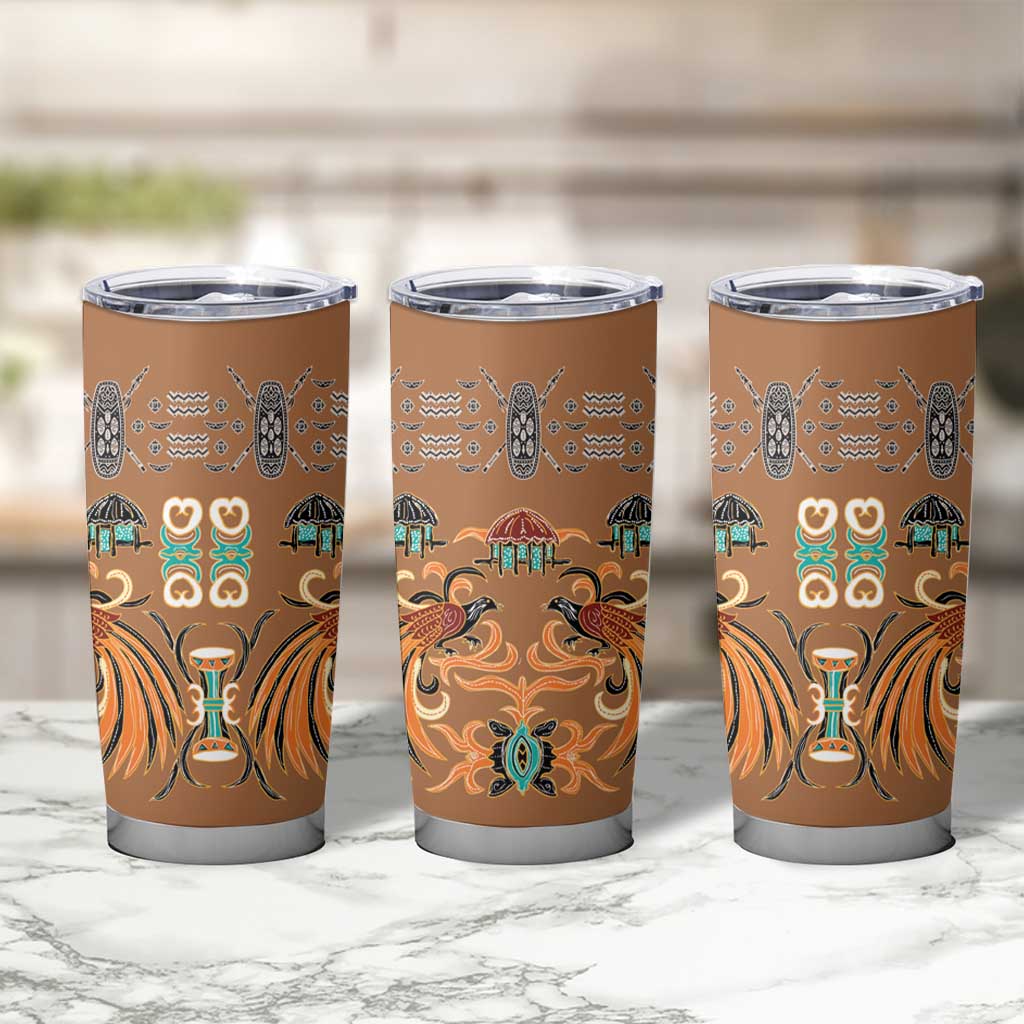 Terracotta Batik Papua-inspired Pattern Tumbler Cup - Polynesian Pride