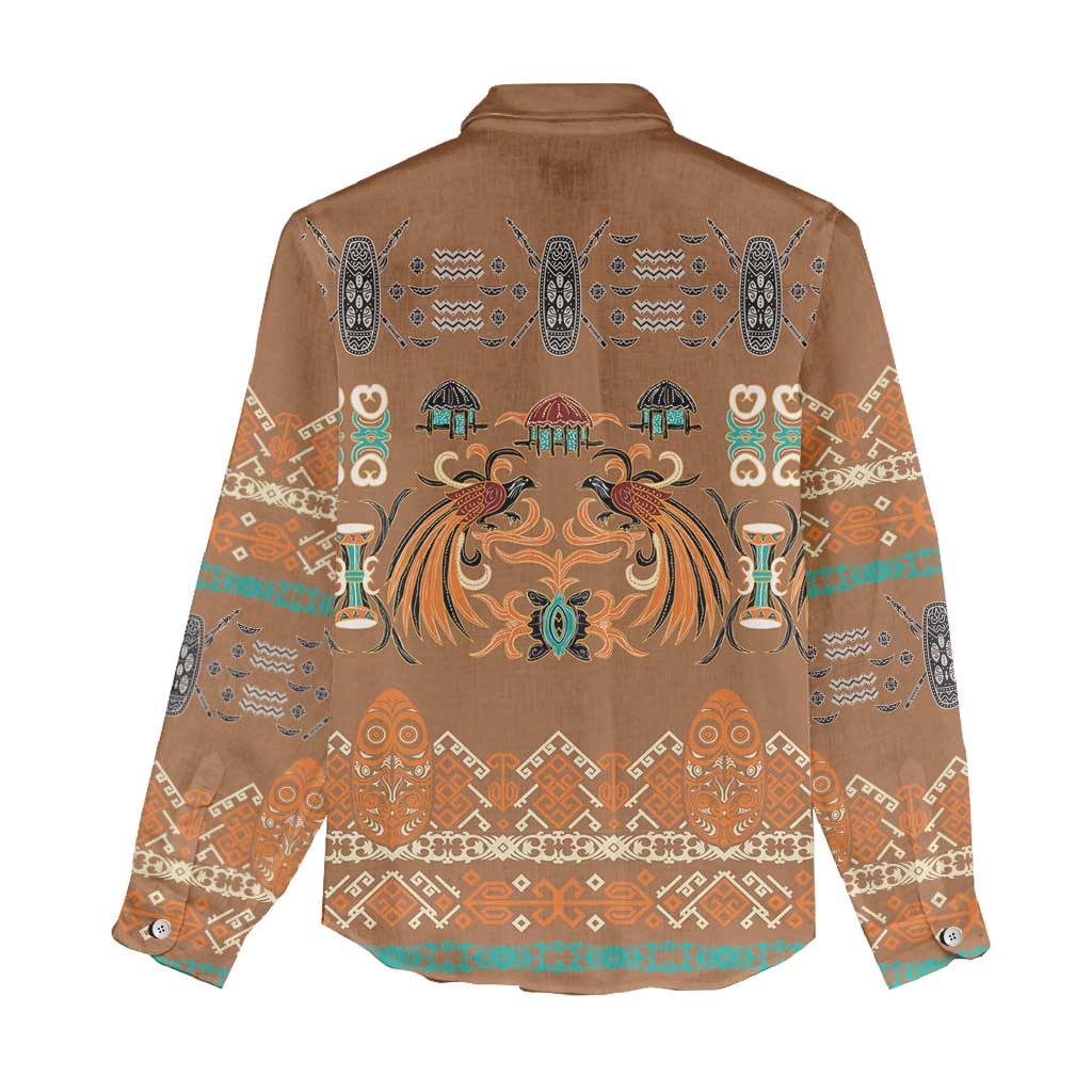 Terracotta Batik Papua-inspired Pattern Women Casual Shirt - Polynesian Pride