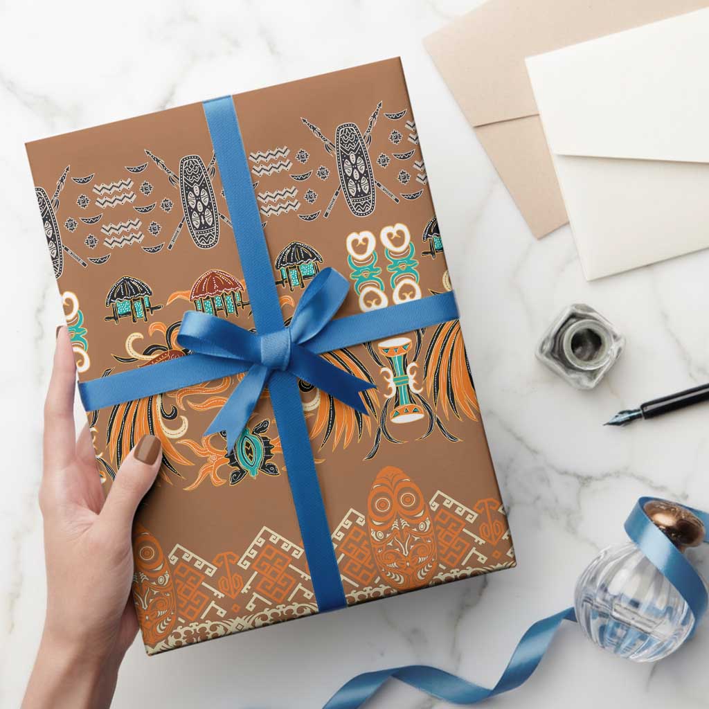 Terracotta Batik Papua-inspired Pattern Wrapping Paper - Polynesian Pride