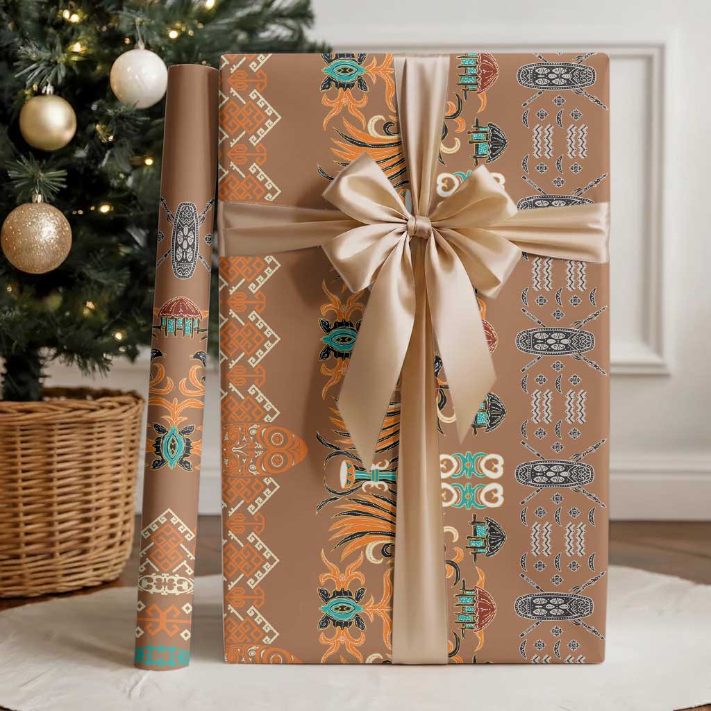 Terracotta Batik Papua-inspired Pattern Wrapping Paper - Polynesian Pride