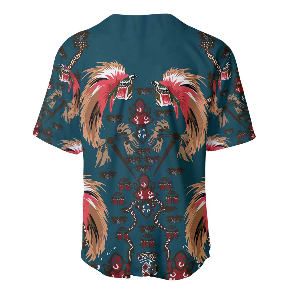Dark Cyan Blue Bird of Batik Papua Baseball Jersey Exotic Natural Wealth of Papua - Polynesian Pride
