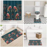 Dark Cyan Blue Bird of Batik Papua Bathroom Set Exotic Natural Wealth of Papua - Polynesian Pride