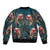 Dark Cyan Blue Bird of Batik Papua Bomber Jacket Exotic Natural Wealth of Papua - Polynesian Pride