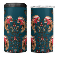 Dark Cyan Blue Bird of Batik Papua 4 in 1 Can Cooler Tumbler Exotic Natural Wealth of Papua - Polynesian Pride