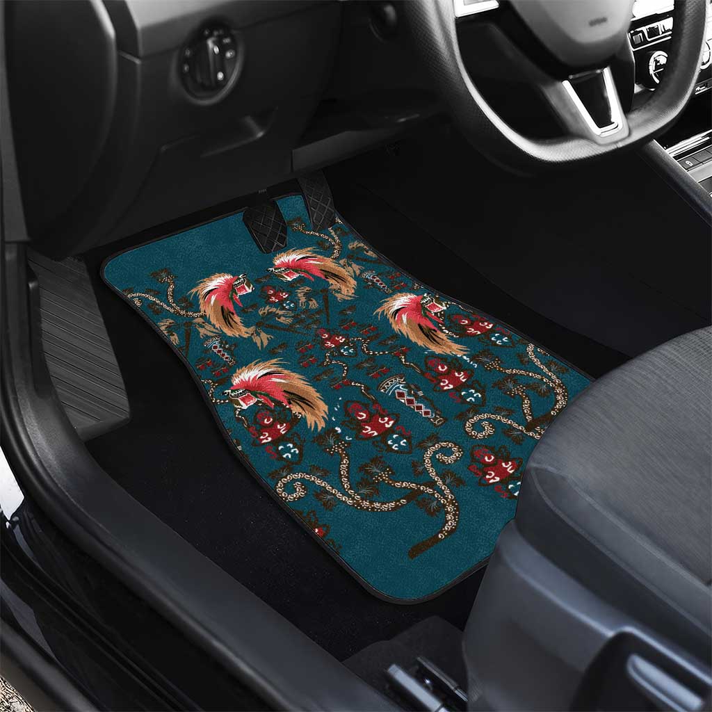 Dark Cyan Blue Bird of Batik Papua Car Mats Exotic Natural Wealth of Papua - Polynesian Pride