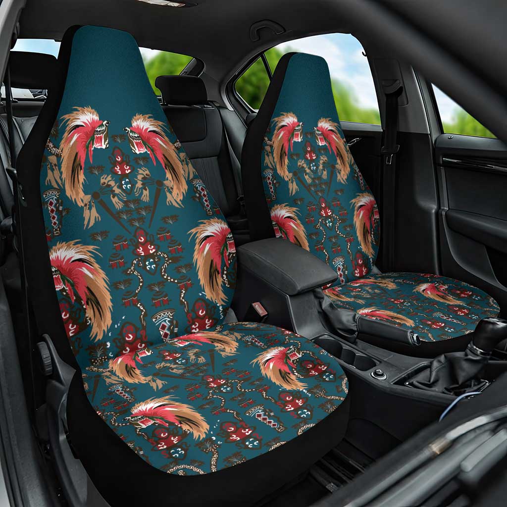 Dark Cyan Blue Bird of Batik Papua Car Seat Cover Exotic Natural Wealth of Papua - Polynesian Pride