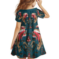 Dark Cyan Blue Bird of Batik Papua Family Matching Puletasi and Hawaiian Shirt Exotic Natural Wealth of Papua - Polynesian Pride