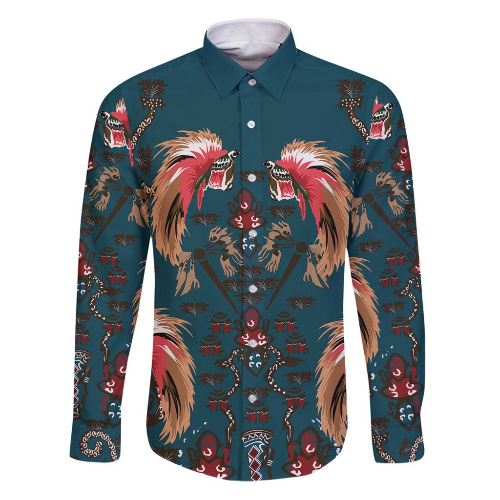 Dark Cyan Blue Bird of Batik Papua Family Matching Puletasi and Hawaiian Shirt Exotic Natural Wealth of Papua - Polynesian Pride