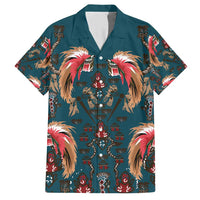 Dark Cyan Blue Bird of Batik Papua Family Matching Short Sleeve Bodycon Dress and Hawaiian Shirt Exotic Natural Wealth of Papua - Polynesian Pride
