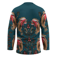 Dark Cyan Blue Bird of Batik Papua Hockey Jersey Exotic Natural Wealth of Papua - Polynesian Pride