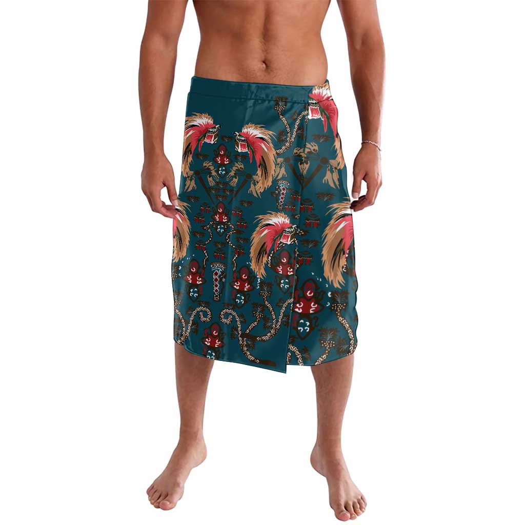 Dark Cyan Blue Bird of Batik Papua Lavalava Exotic Natural Wealth of Papua - Polynesian Pride