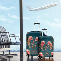 Dark Cyan Blue Bird of Batik Papua Luggage Cover Exotic Natural Wealth of Papua - Polynesian Pride