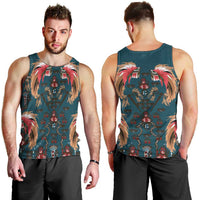 Dark Cyan Blue Bird of Batik Papua Men Tank Top Exotic Natural Wealth of Papua - Polynesian Pride