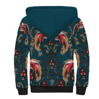 Dark Cyan Blue Bird of Batik Papua Sherpa Hoodie Exotic Natural Wealth of Papua - Polynesian Pride