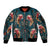 Dark Cyan Blue Bird of Batik Papua Sleeve Zip Bomber Jacket Exotic Natural Wealth of Papua - Polynesian Pride