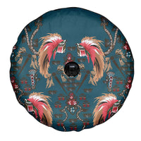 Dark Cyan Blue Bird of Batik Papua Spare Tire Cover Exotic Natural Wealth of Papua - Polynesian Pride