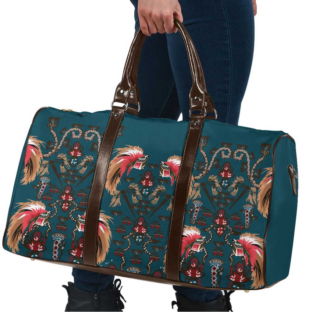 Dark Cyan Blue Bird of Batik Papua Travel Bag Exotic Natural Wealth of Papua - Polynesian Pride