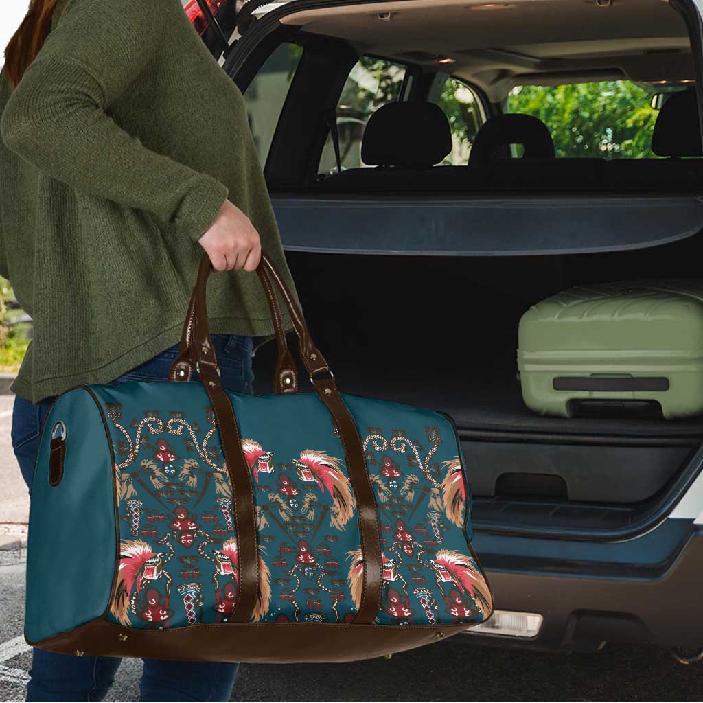 Dark Cyan Blue Bird of Batik Papua Travel Bag Exotic Natural Wealth of Papua - Polynesian Pride