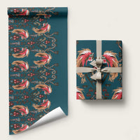 Dark Cyan Blue Bird of Batik Papua Wrapping Paper Exotic Natural Wealth of Papua - Polynesian Pride